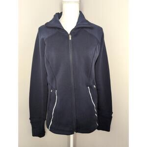 Athleta Zip Athletic Jacket Womens Medium Athleisure Yoga Running Gray